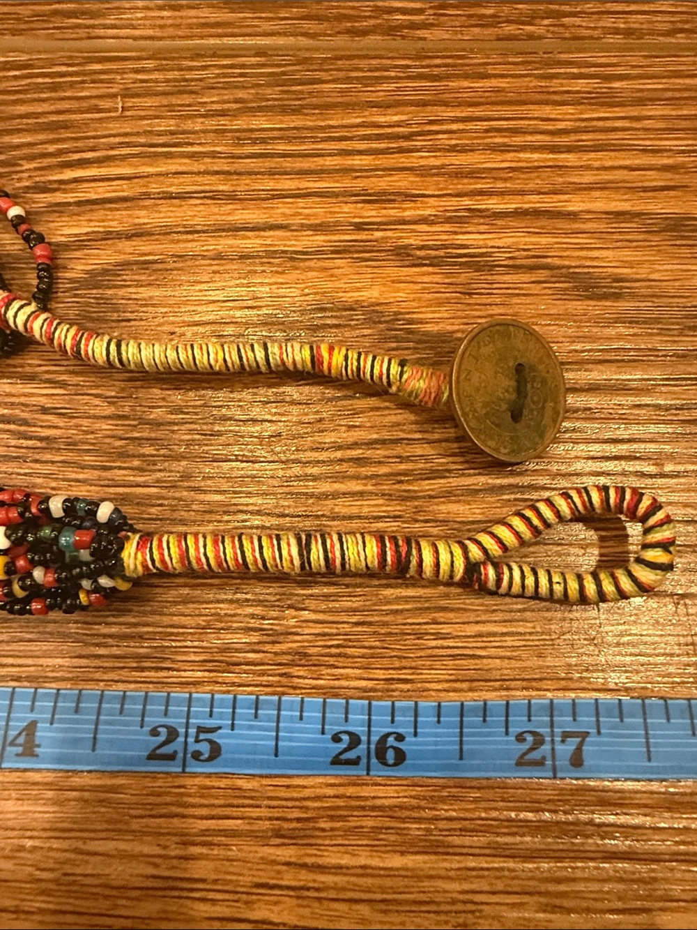 Chico's Black Multicolor Seed-Bead Twisted Necklace with Hammered Accent - Picture 4 of 7